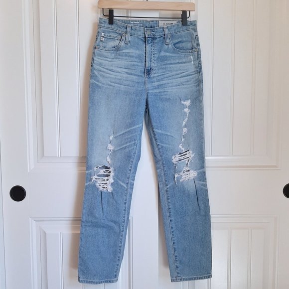 AG Adriano Goldschmied The Phoebe High Rise Tapered Distressed Jeans SZ 28 - Picture 1 of 15